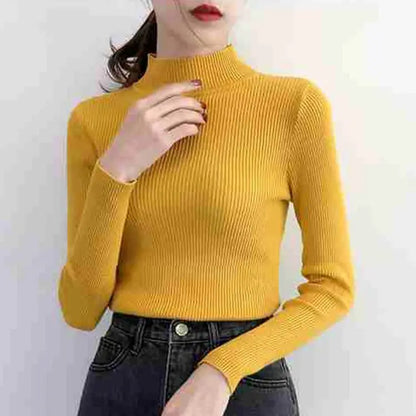 LUXEKNIT™ ChicSlim Mock Neck Sweater – Cozy Stretch Pullover